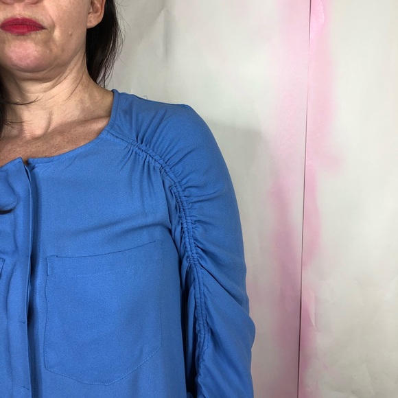 Nanette Lepore Button Down Drawstring Pockets Blou - Picture 6 of 8